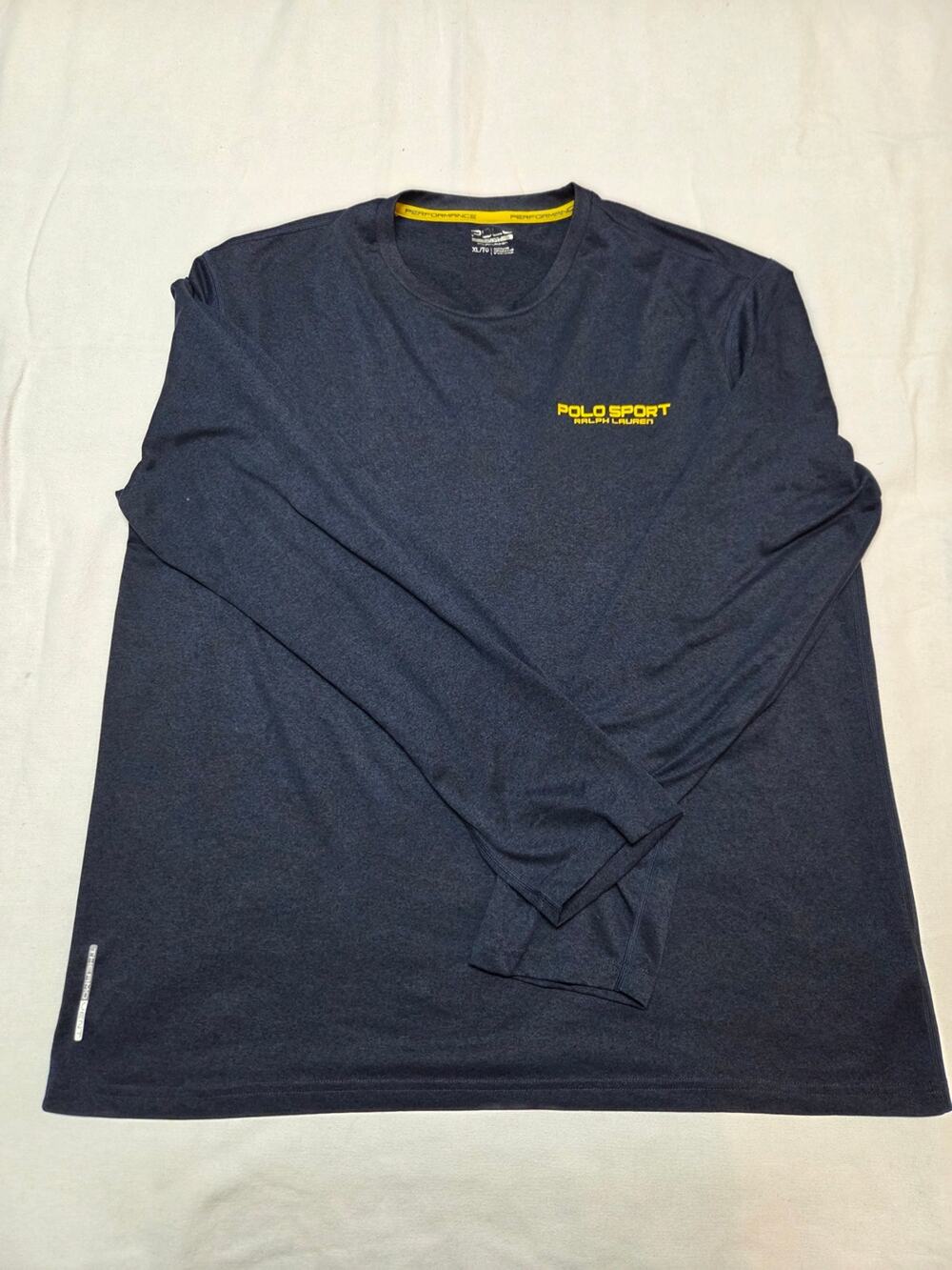 Polo by Ralph Lauren Polo Sport Navy Long Sleeve Tee with Yellow Logo Sizd XL